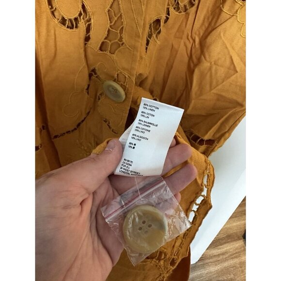 Free People Susanna Cutwork Eyelet Lace Longline Duster Jacket Pumpkin Small - Picture 6 of 10